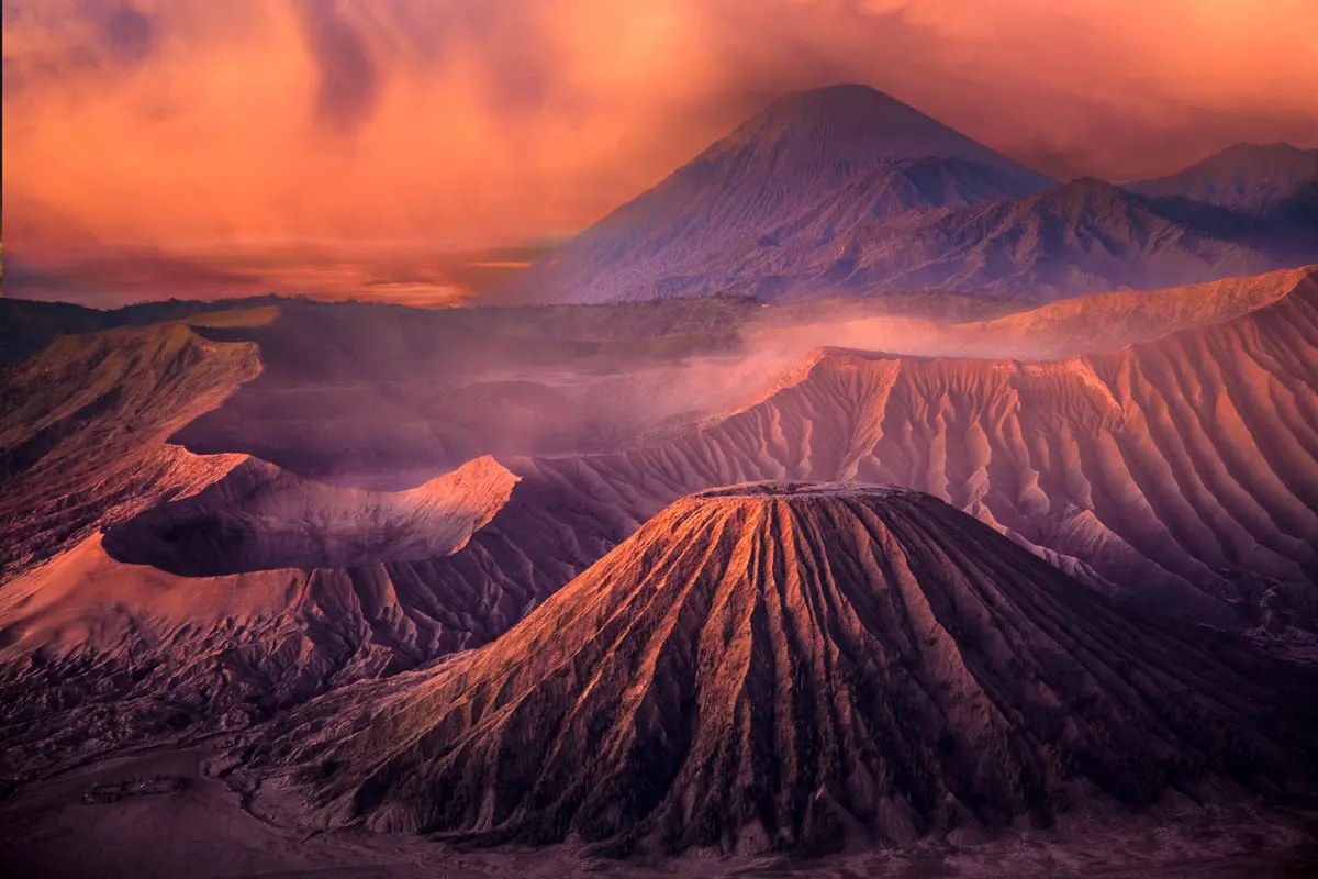 Mount Bromo volcanic sunrise